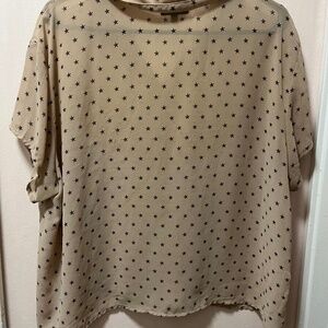 Nude Chiffon Top with Black Stars